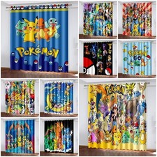 Kids Pokemon Pikachu Thick 3D Blackout Curtains Thermal Ring Top Eyelet Curtains