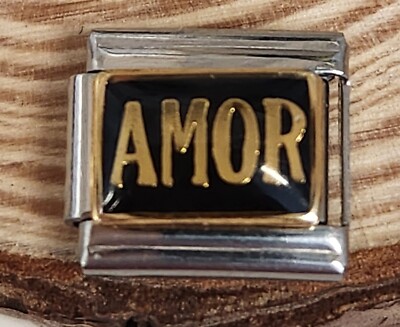 Word AMOR Love 9mm Italian Charm Bracelet Link Birthday gift
