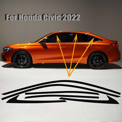 6x Chrome Delete Blackout Window Trims For Honda Civic Sedan 21-22- Glossy Black