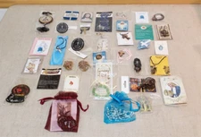 LOT OF 35 RELIGIOUS PINS CROSSES MEDALS ROSARIES NEW IN PKGS GIFTWORTHY ITEMS 2