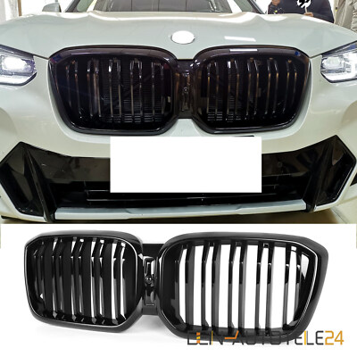 KÜHLERGRILL DOPPELSTEG NIEREN GRILL PASSEND FÜR BMW X3 G01 X4 G02 AB 21 GLANZ