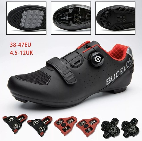 PENXZT Scarpe Da Ciclismo Strada Scarpe Uomo, Compatibili Con Peloton Look SPD-SL Delta Tacchetti Traspirante Per Ciclismo All'aperto,Nero,36 EU - 11