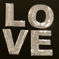 LOVE - IronOn Sequence Patch (silver)