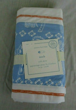 Pottery Barn Baby Noah Crib Skirt Organic Cotton White Blue Palm Trees Elephant