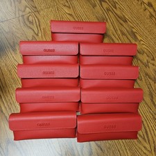 9 - GUESS Red Faux Leather Hard Case for Glasses lot