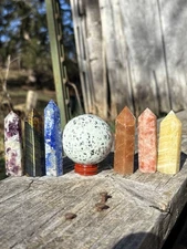 Bulk Crystal Towers Lot- Lepidolite, Tigers Eye, Carnelian, Sunstone & More