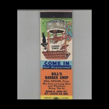 Matchbook Cover Bill's Barber Shop Bill Singer, Proprietor St. Louis, Mo