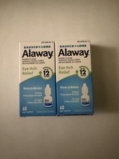 2x Bausch+Lomb Alaway Antihistamine Eye Drops Itch Relief 0.34 fl Exp 2027+