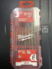 Milwaukee 48-89-4670 SHOCKWAVE RED HELIX Titanium Drill Bit Set - 15 PC