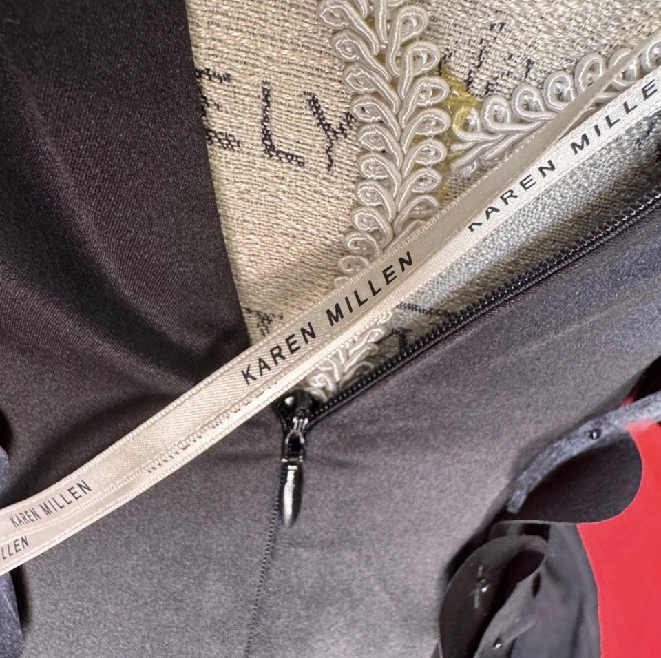 KAREN MILLEN Statement Black Silk & Sheer Circle Cocktail Dress - Size 6 - Image 4 of 4