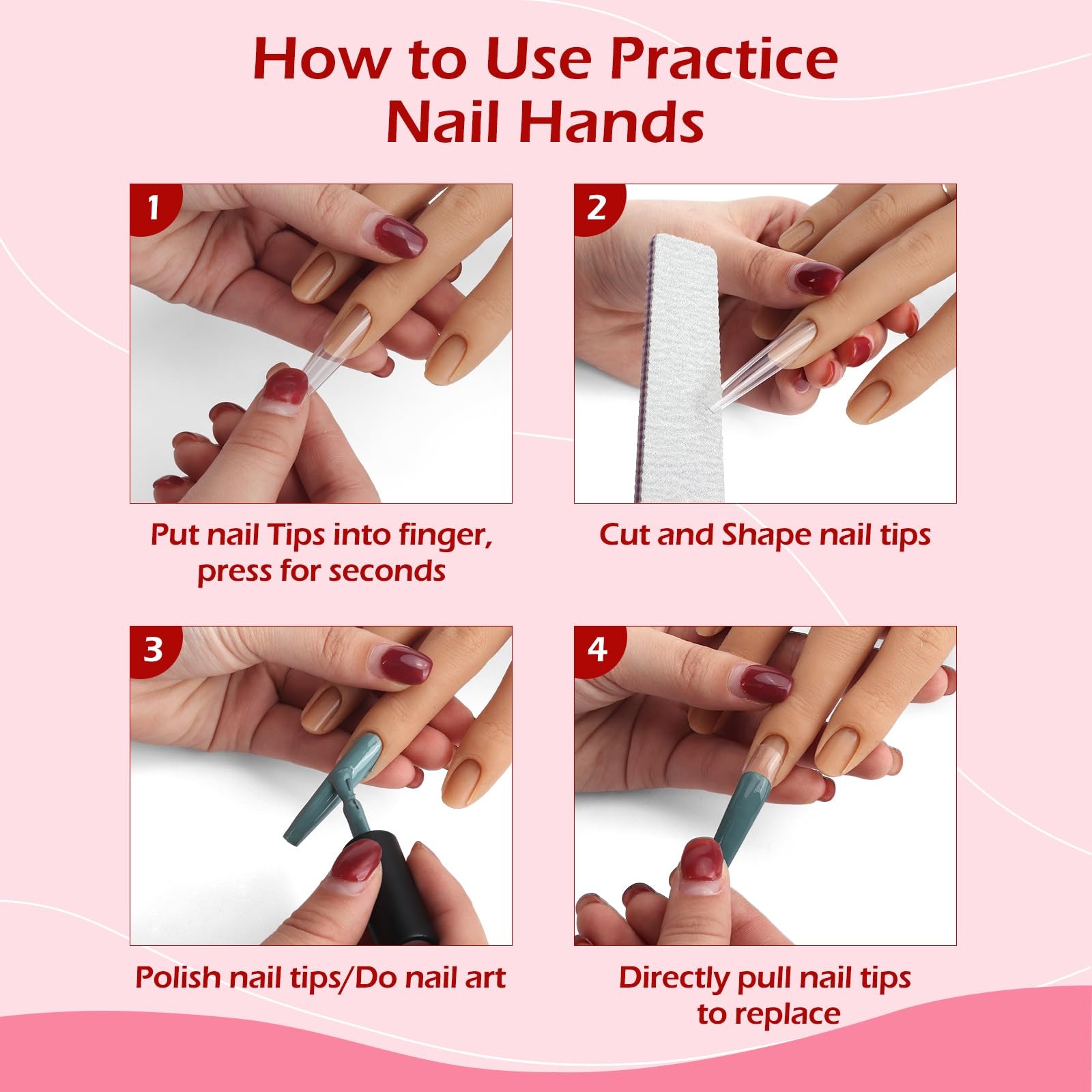 Practice Hand for Acrylic Nails, Silicone Nail Hand Practice, Flexible Finger...
