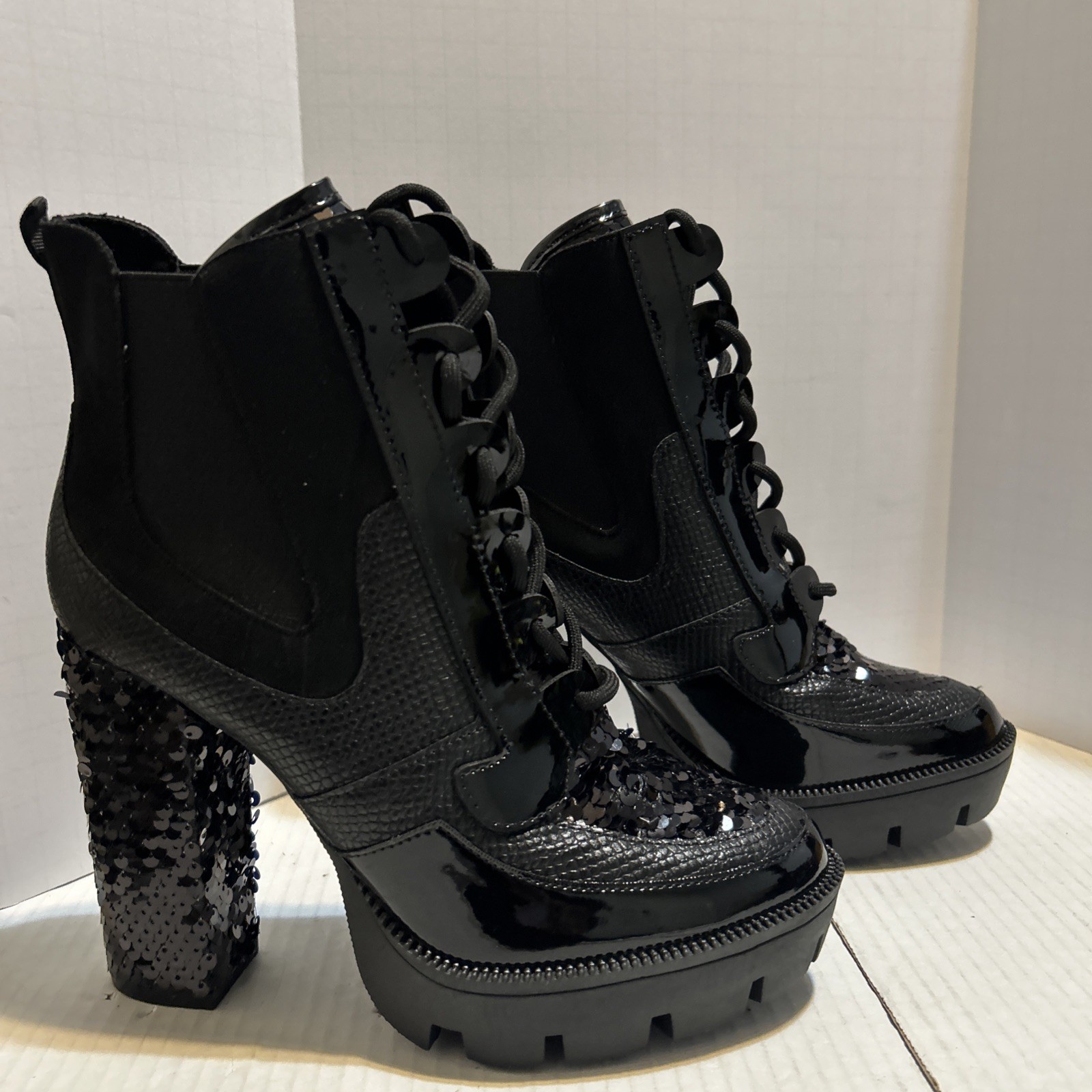 Cape Robbin Nell Blk Sequence, Platform, Chunky B… - image 1