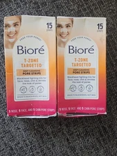 BIORE T-ZONE 5 NOSE 5 FACE 5 CHIN DEEP CLEANSING PORE STRIPS LOT OF 2 FREE SHIP