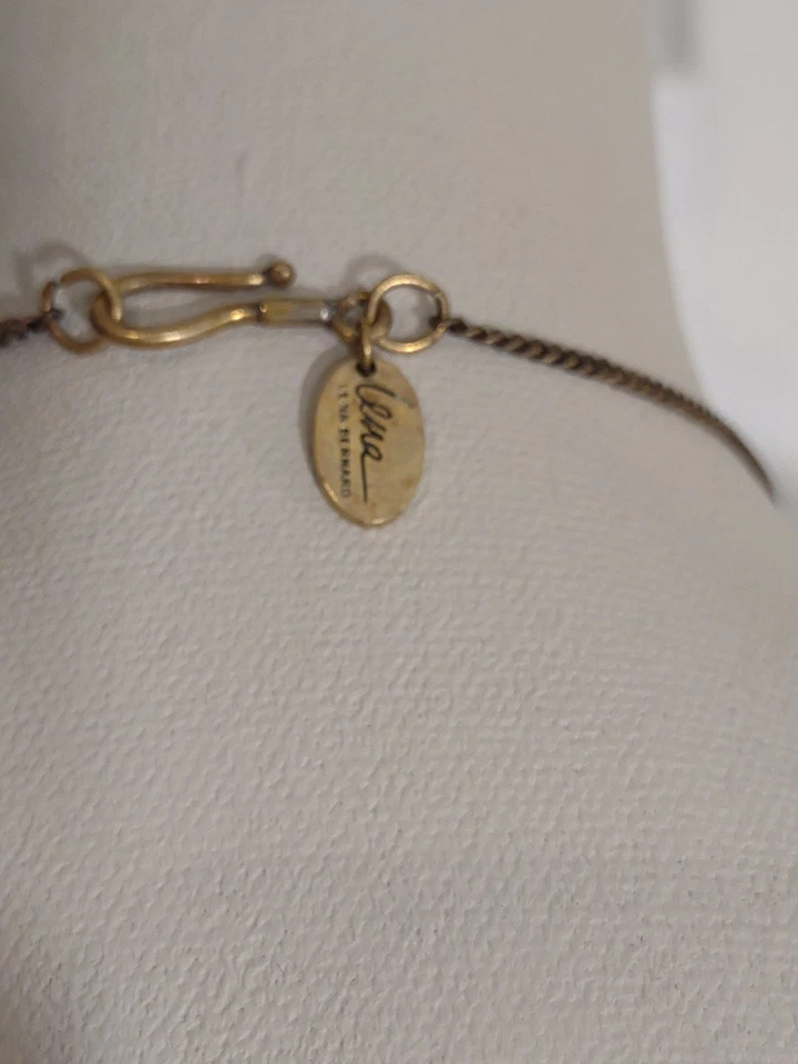 Collar colgante de piedra natural cadena flecos latón brutalista Anthro Lena Bernard  Foto 4 de 4