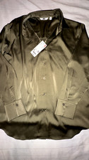Uniqlo Satin Olive Green Blouse | Women’s Medium | New With Tags