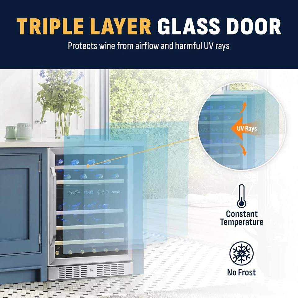 Newair AWR-460DB-RB 24" Doble Zona Vino Nevera con Estantes-Certificado Reacondicionado Foto 4 de 4