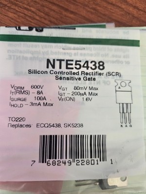 NTE5439 Silicon Controlled Rectifier (SCR) Sensetive Gate