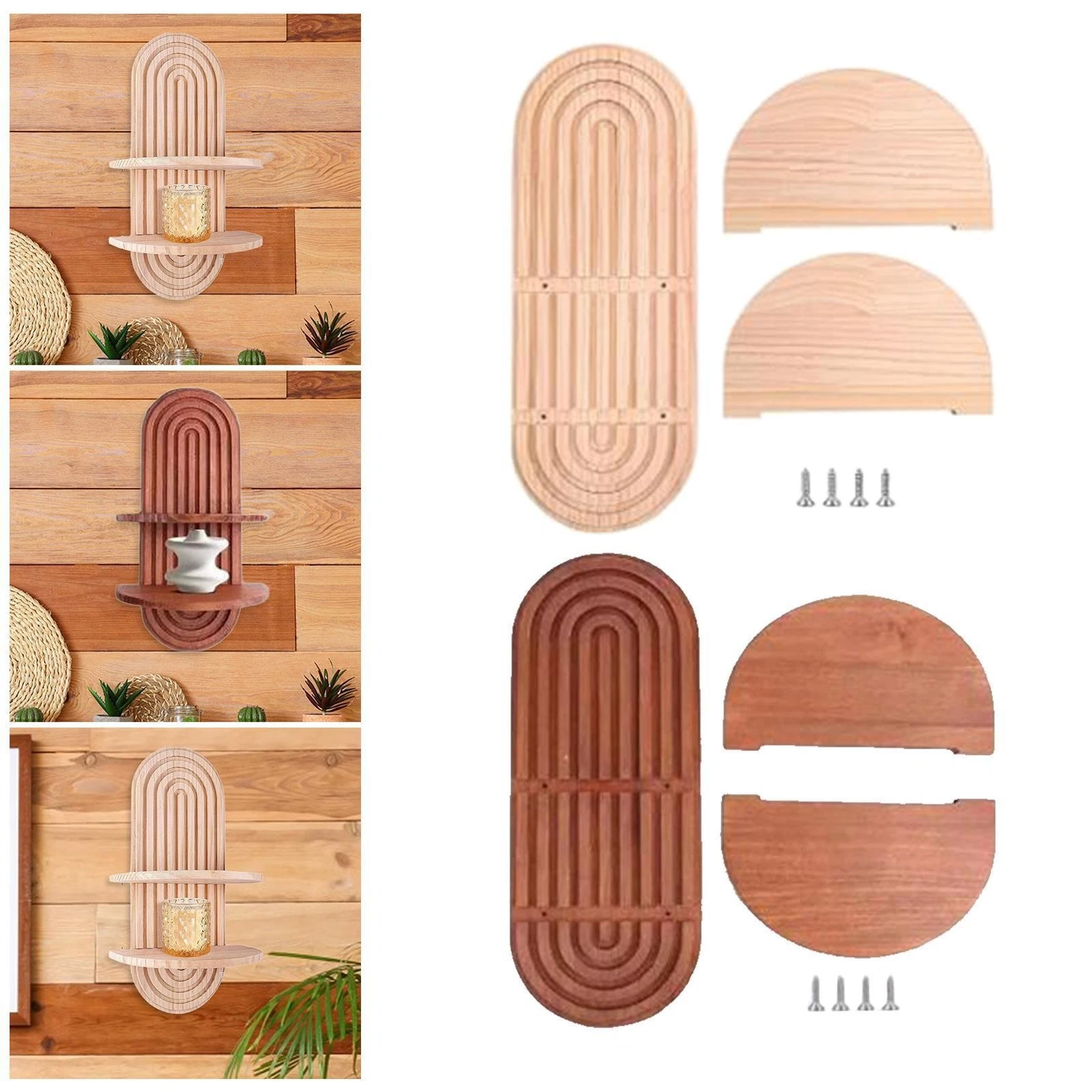Floating Shelves Wooden Multipurpose Wall Storage Shelf Wall Rack Boho Wall