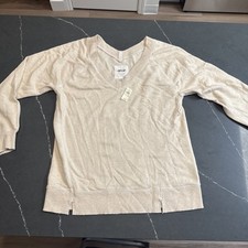 Aerie Women's Cream Oversized V-Neck Sweatshirt - Size XS NWT 54.95
