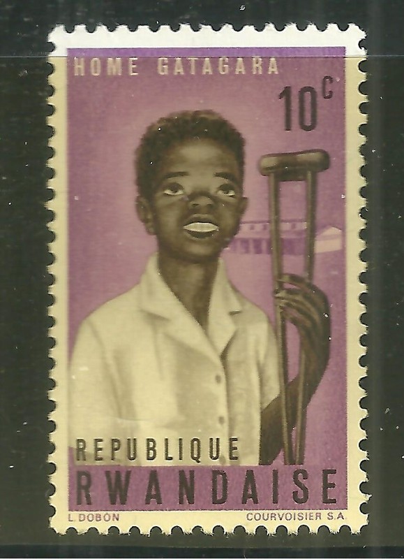 RWANDA 70 MNH BOY WITH CRUTCH