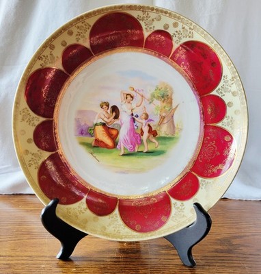 Antique 1880s-1900s Royal Vienna Austria Angelika Kauffmann Porcelain Plate