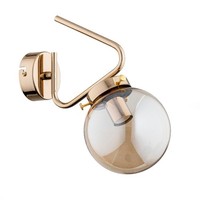 Wandlampe Metall Rauchglas 29 Cm Hoch In Gold Kugelschirm Retro E14 Wandleuchte