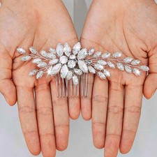 Rhinestone Bridal Hair Comb Silver Crystal Clips Wedding Hairpiece