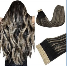 DOORES Tape in Hair Extensions, Natural Black to Light Blonde 18 Inch 50g 10pcs,