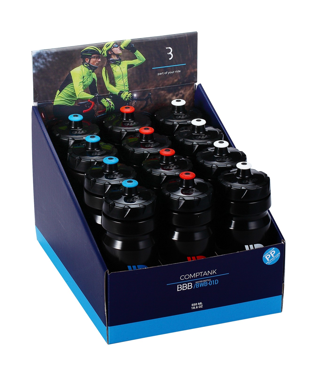 BBB BWB-01D - CompTank Bottle Display Box 12 Blu Red Blk 20490₽