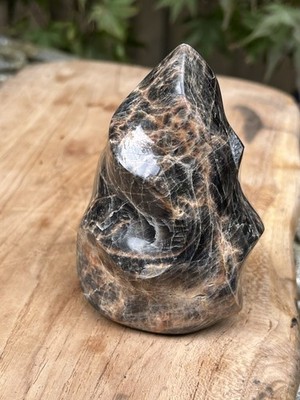 Schwarzer Mondstein Kristall Flamme / Intuition / Empathie / Beruhigend AAA+ 408g 11