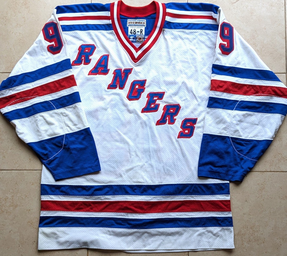 Wayne GRETZKY #99 NY Rangers 90s STARTER Authentic jersey white 48 
