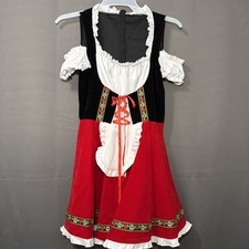 Oktoberfest Dress Women's German Dirndl Dress Costumes for Bavarian M Red Black