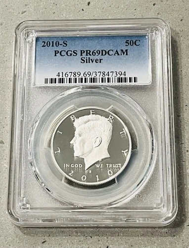 2010-S Silver Kennedy Proof Half Dollar PCGS PR69 DCAM Blue Label 90% Silver