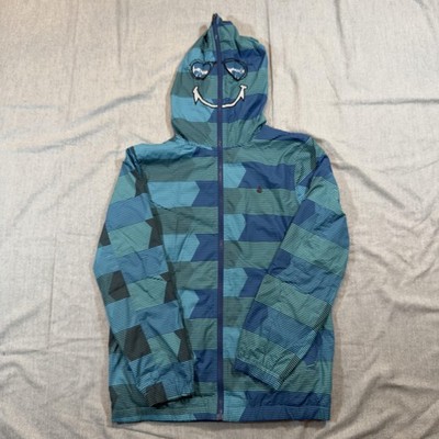 Volcom Jacket Boys Large Youth Sonrisa Full Zip Windbreaker Smile Face Hood