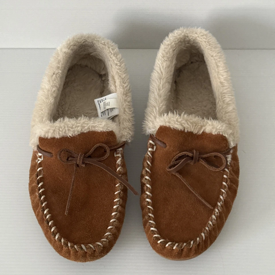 Zapatillas mocasín J Crew Lodge gamuza tostada forro de piel sintética K4997 para mujer talla 11 Foto 3 de 4