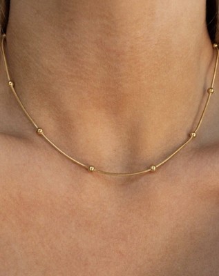 New Minimalist Stainless Steel Beaded Snake Chain Necklace