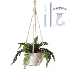 43 Inches Macrame Plant Hanger Large for 12 inch Pot Extra Long No Tassel Cotton