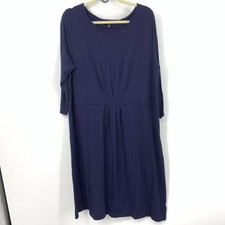 Talbots Women Size 1X Dress Navy Blue Long Sleeve Jersey Stretch Pullover Knee