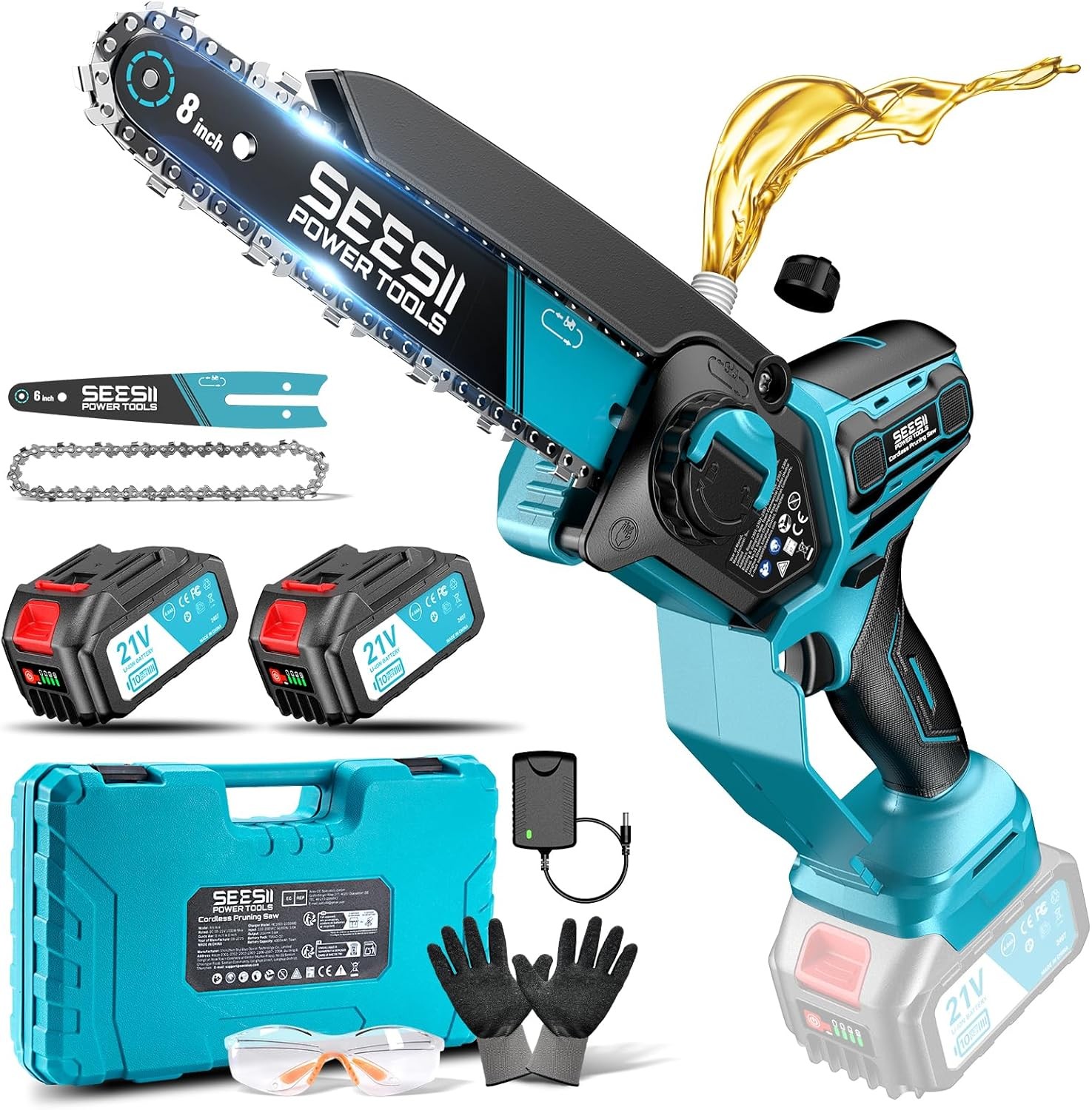 Offerta SEESII Motosega 1000W: Potenza Brushless e Doppia Batteria 4Ah - 2