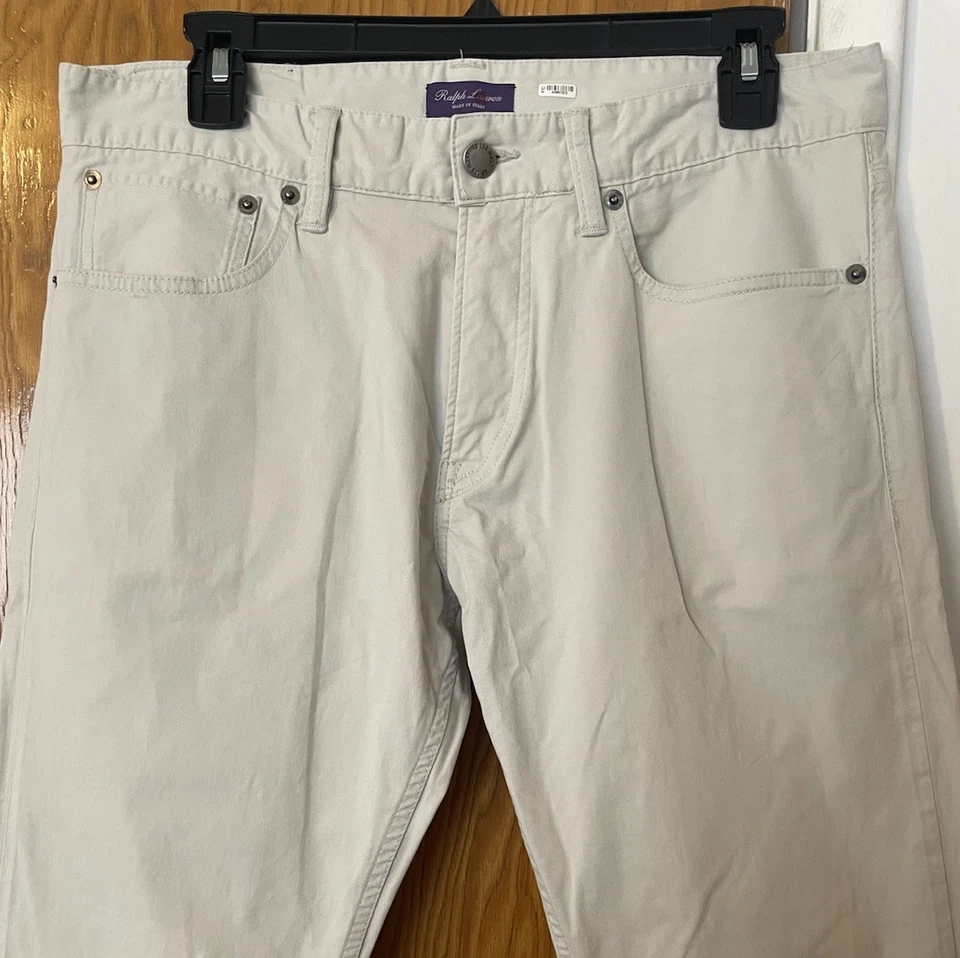 Pantalones Ralph Lauren Etiqueta Púrpura Para Hombre Calce Ajustado Blanco 31 x 30 Algodón Foto 4 de 4