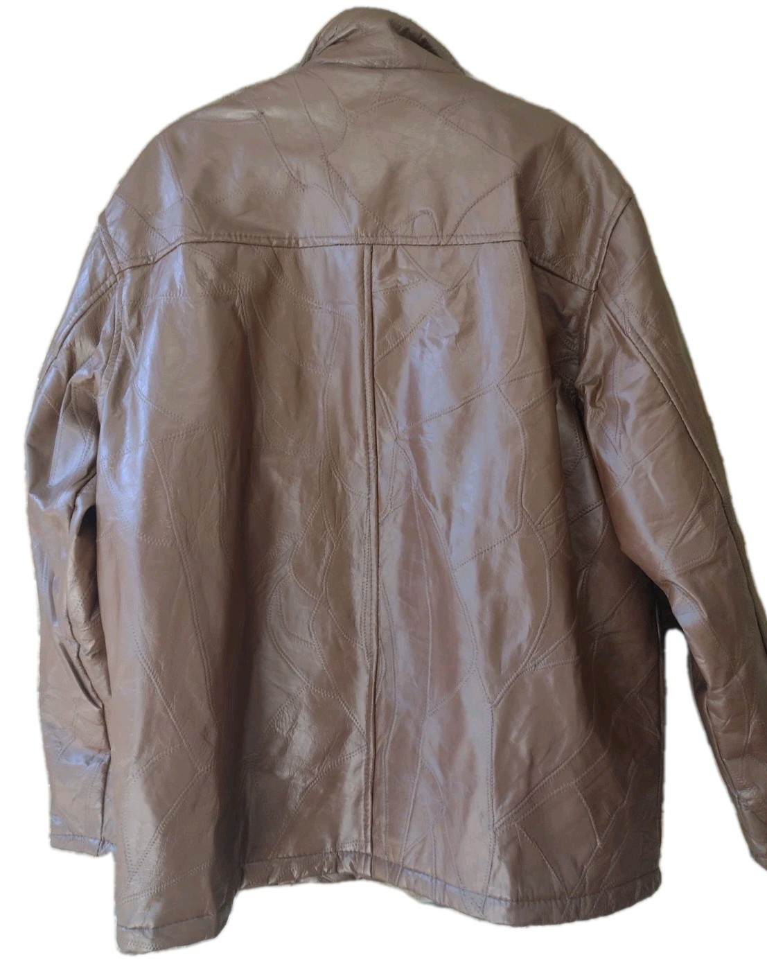 Vintage Genuine Patchwork Leather Jacket Brown W … - image 3