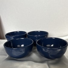 Fishs Eddy Colorware Cobalt Blue Bowls Set of 4 Heavy Stoneware 5.5" 14.3cm