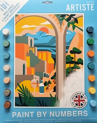 Malen nach Zahlen Set Ägäis Sonnenuntergang Abstrakte Landschaft, Acrylfarben