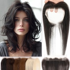 Full Lace Patch Women Frontal Hairline Virgin Human Hair Piece Topper With Wire