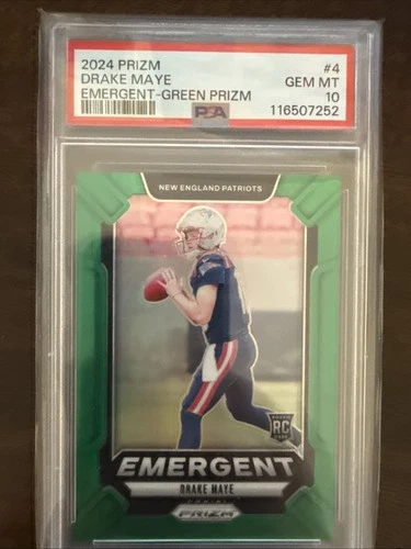 2024 Panini Prizm - Emergent Drake Maye #4 Green Prizm (RC) PSA 10