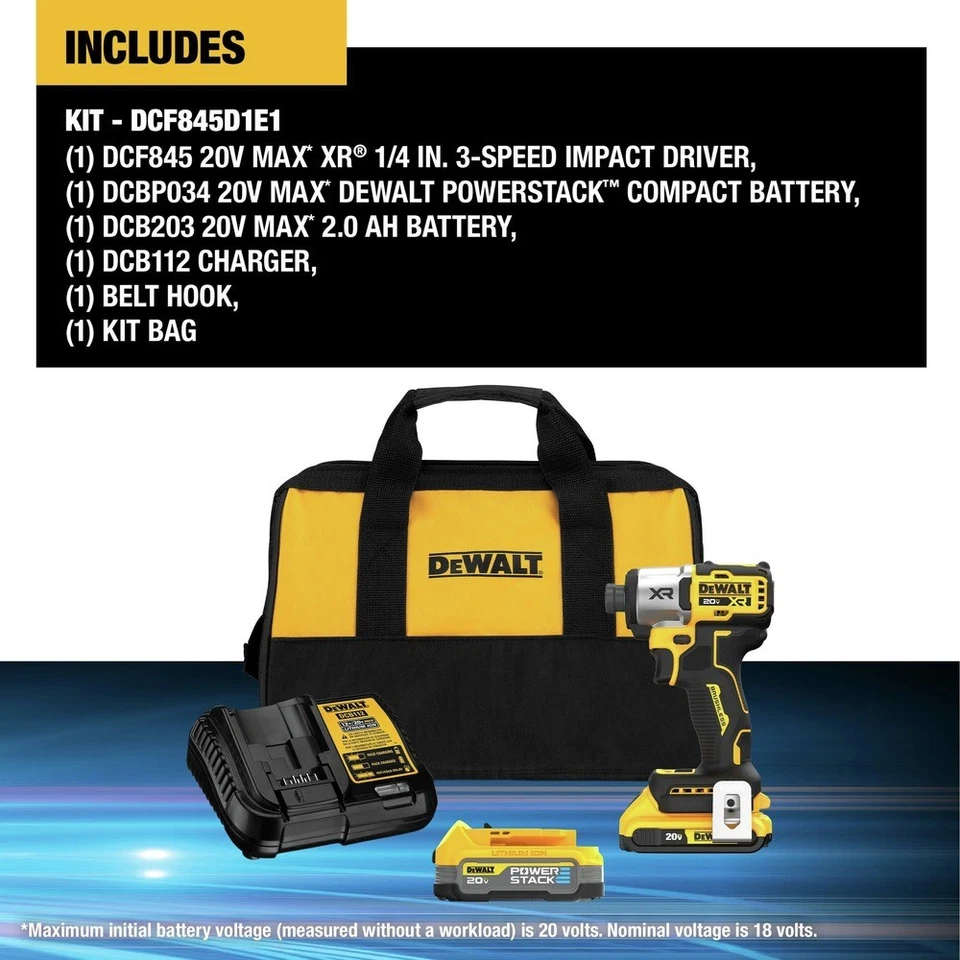 DeWalt DCF845D1E1R 20V MAX XR 1/4" Cordless Impact Driver Certified Refurbished - Image 2 of 4