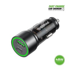 ESOULK 48W FAST CAR CHARGER 30W PD 18W QC USB-A USB-C iPhone and Android