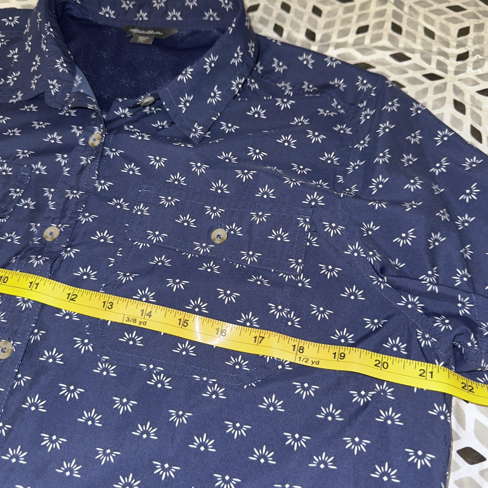 Eddie Bauer Blue Patterned Button Down Top, outdo… - image 10