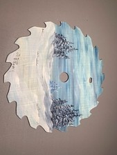 Hand Painted Metal Saw Blade Wintery Scene Signed
