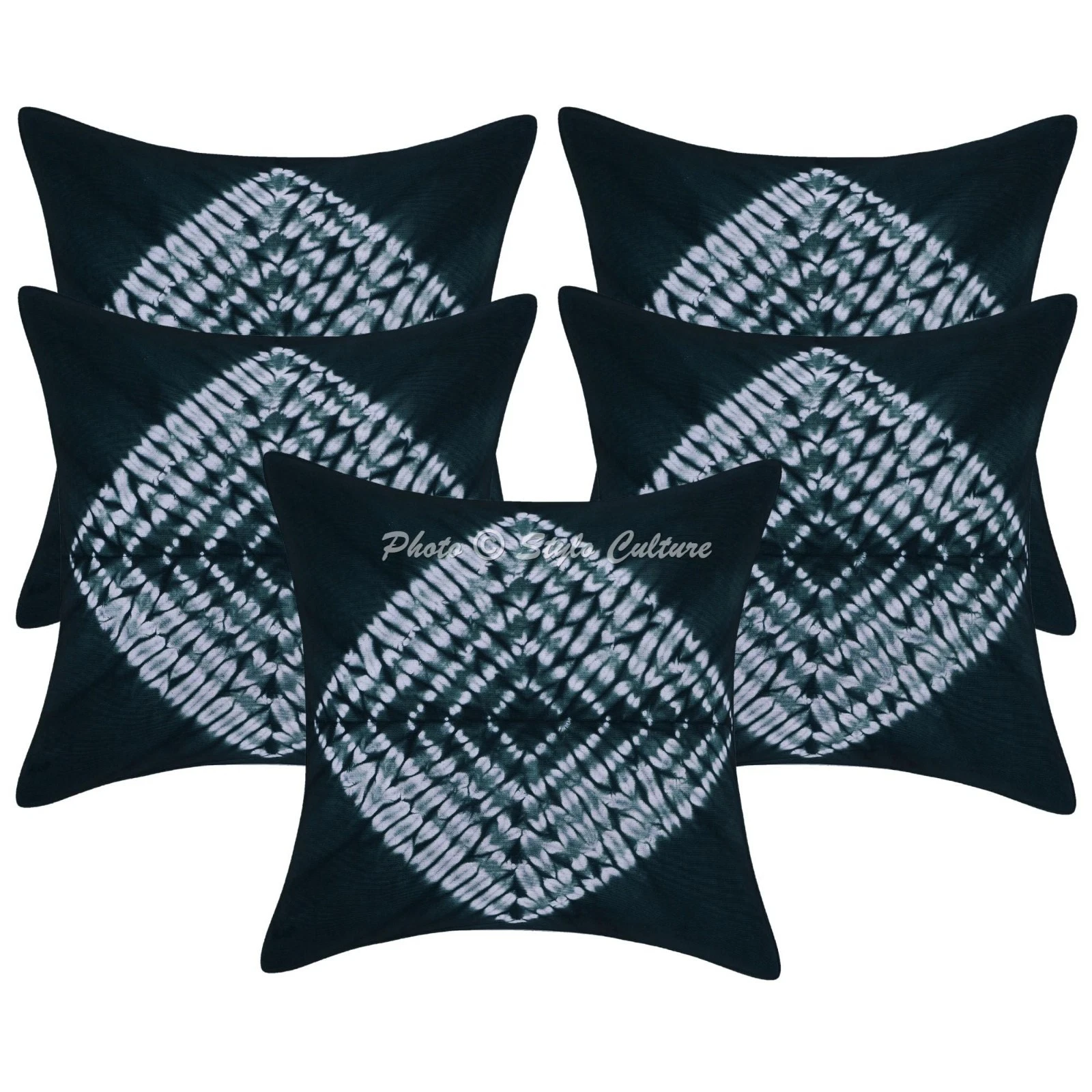 Ethnic Shibori Throw Pillow Covers 24x24 Cotton Tie Dye Home Decor Cushion Cover